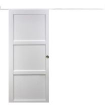 Porte Coulissante Korya Blanc 3 Panneaux H204 X L83 Cm, Rail Alu Bandeau Blanc, Coquilles Gd Menuiseries - Tecnomat