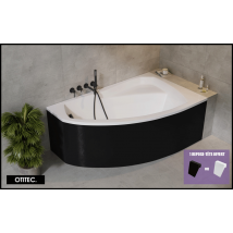 Baignoire Asymétrique Avec Tablier Noir - 140 X 90 Cm - Arela - Droite - Avec Repose Tête Offert - Bricoman