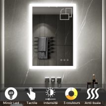 Temeo Miroir Lumineux 60 X 80 Cm (ou 80x60) Led 2100 Lm Tactile Antibuée + Intensité & Couleurs Salle De Bain - Tecnomat