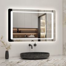 Aica Miroir Lumineux 90 X 70cm Anti-buée +dimmable + Mémoire, Miroir De Salle De Bain Avec 2 Interrupteurs Tactiles - Bricoman