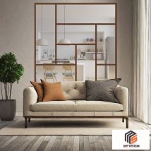 Verriere Art Deco 8 - L X H : 170 X 170 Cm - Laqué Effet Rouille Granité - Vitrage Inclus - Bricoman