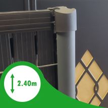 Poteau Aluminium Pour Grillage - 240cm - Avec Chapeau Et Clips De Fixation - Tecnomat