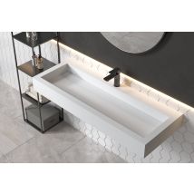 Bernstein - Vasque Moderne 120x46x13cm En Fonte Minérale, Lave Main À Poser - Blanc Mat - Pb2079 - Bricoman