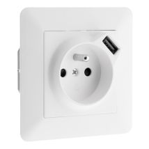 Prise 2p+t + Usb 2,4a Artezo - Blanc - Zenitech - Tecnomat