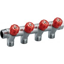 Collecteur Mâle - Femelle 20x27 À Robinetteries Rouges 4 Départs 15x21 Noyon & Thiebault - Bricoman