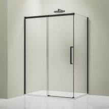 Bernstein - Cabine De Douche D'Angle En Verre Esg 8mm, Portes Coulissantes - Profil Noir Mat - 150x80x195cm (lxpxh) - Dx906 - Tecnomat