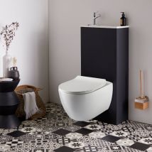 Pack Wc Suspendu Avec Lave-mains Intégré + Cuvette Sans Bride Fixations Invisibles Ceres - Bricoman