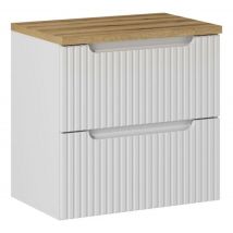 Meuble Suspendu Sous Vasque 2 Tiroirs Nova Blanc Avec Le Plan Oak 60 Cm - Bricoman