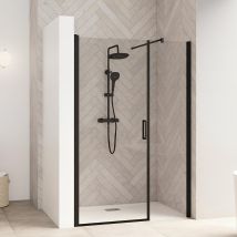 Porte De Douche Kinedo D'Angle Gauche À Ouverture Totale (nécessite La Droite) Conforme Pmr Smart Design L Xxl L1,30m H2,05m Profilé Noir - Tecnomat