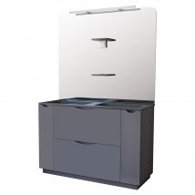 Ondee Zen - Meuble Salle De Bain À Poser Palermo - 120cm - Gris - Plan Vasque Noir - Bricoman