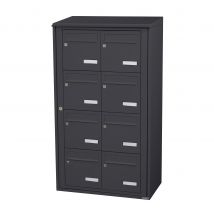 Bloc Collectif Leabox.com, 2x4, Grade 3, Simple Face, Extérieur, Fixation Murale, Gris Anthracite Ral 7016 Finition Brillante - Bricoman