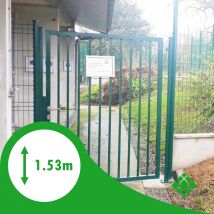Portillon H 1.53m/l 1.00m Couleur Vert Avec 2 Poteaux Platines + Poignée + Clés + Serrure - Bricoman