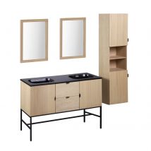 Meuble Double 140cm Studio +vasque + Miroir + Colonne - Bricoman