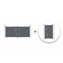 Portail Battant 3m Veleta H.160cm + Portillon 1m Veleta H.160cm Aluminium Gris - Bricoman