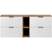Meuble Sous Vasque Flow Blanc 140 Cm Avec L'Étagère - Extension Et Plan Chêne - Bricoman