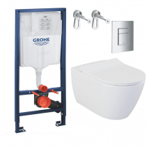 Grohe Pack Wc Bâti-support Rapid Sl + Wc Sans Bride Livea Bello + Abattant Softclose + Plaque Chrome (rapidsl-bello-1) - Bricoman