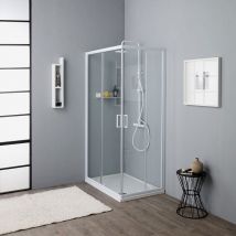 Paroi De Douche Avec Chassis Blanc 70x90 Cm | Venere - Bricoman