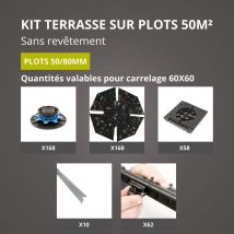Kit Terrasse Sur Plots Sans Revêtement 50m² - Finition Gris Aluminium - 50/80 Mm - Jouplast - Bricoman