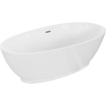 Baignoire Mexen Bilbao Autoportante 180 X 90 Cm, Blanche, Trop-plein Chromé - 51311809000-01 - Bricoman