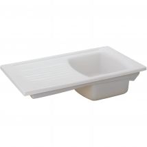Évier 1 Bac 1 Égouttoir À Encastrer Par Dessus 85x55 Hauteur 22,5cm Céramique Sanindusa Lusitano Blanc - Bricoman