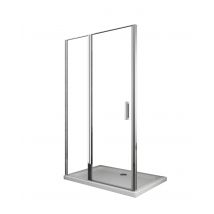 Porte De Douche De 6 Mm Avec Un Petite Paroi Et Une Porte À Battant Dans La Même Ligne – 117-120 Cm - Bricoman
