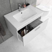 Rubite Meuble Vasque Simple Encastrée L. 70 Cm 1 Tiroir Blanc Salle De Bain - Bricoman