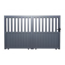 Cancello Scorrevole In Kit L343 X H140 Cm Alluminio Traforato Antracite - Tarnos Ii - Bricoman