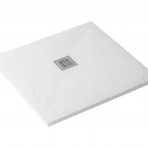Receveur De Douche À Poser Extra-plat Épaisseur 28mm En Pierre Naturelle Sanindusa Stonit Marina 120x120 Antidérapant Naturel Classé C3 Blanc - 