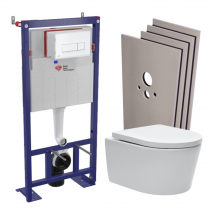 Pack Wc Bâti-autoportant + Wc Sat Sans Bride + Abattant Softclose + Plaque Blanche + Set D'Habillage - Tecnomat