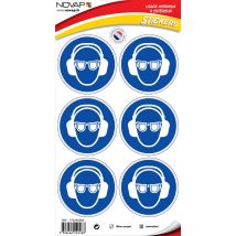 Planche 6 Pictogrammes Ø 80mm - Obligation De Porter Des Lunettes Et Un Casque Anti-bruit - 4240268 - Bricoman