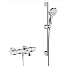 Hansgrohe Set De Douche Croma Select S 110 1jet / Unica'crometta 0,65m + Mitigeur Thermostatique Bain Douche, Chrome (13201000-crometta3) - Bricoman