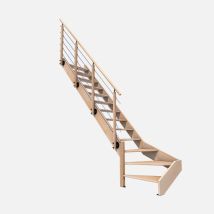 Escalier Bois Hêtre Quart-tournant Gauche Avec Garde-corps, Nostra Kordo - Bricoman