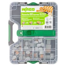 Mallette Bornes Wago S222, 80 Pièces (45x2e, 30x3e, 5x5e), Levier, Cage Clamp , 32 A, 400 V, Fils Jusqu'à 4 Mm² - Tecnomat