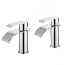 2pcs Cecipa Mitigeur De Lavabo Acier Inoxydable Robinet De Lavabo Chrome Mitigeur En Cascade Mitigeur De Lavabo Et Vasque Rond - Bricoman