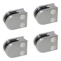 4 X Pince À Verre Pour Tube Ø42,4 Modèle 00 - Ep. Verre 8 Mm - Zamak Aspect Inox Brossé - Bricoman