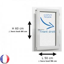 Fenêtre Pvc 1 Vantail H 60 X L 50 Cm Of Verre Brouillé Pour Pose En Neuf - Tirant Droit - Bricoman