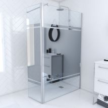 Paroi De Douche Et Volet Pivotant 120+40x200 Cm - Bandeau Miroir - Barre De Fixation Chrome - Bricoman