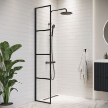 Douche À L’italienne Essos - 40 X 200 Cm - Badplaats - Noir - 8 Mm Verre De Sécurité - Bricoman