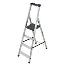 Escabeau Professionnel Sécurisé 4 Marches Hailo Alu Plateforme Pehd - Bricoman