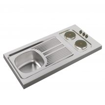 Evier À Poser Réversible Inox Lisse Moderna Cpae 120x60 Épaisseur 50mm 1 Bac 1 Égouttoir 2 Plaques De Cuisson De 1500w Timer Livré Avec Son Vidage - 