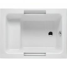 Baignoire Sabot Siège Moulé Acrylique Haute Densité Sanindusa Shortline 100x80 Blanche Poignées Chromées Intégrées Livrée Sur Son Châssis Métal - 