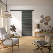 Kit Porte Coulissante Milano2 - Chêne Foncé - H 204 Cm X L 83 Cm - Bricoman