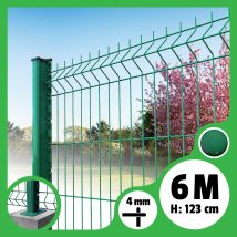 Kit Grillage Rigide Poteaux H - Longueur 6 Mètres - 123 Cm, Vert, A Visser Sur Platines - Bricoman