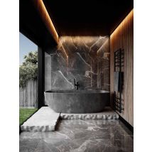 Carrelage Sol/mur Effet Marbre Gris Foncé Black Calacatta L.120 X L.60 Cm Majorca Tiffany - Bricoman