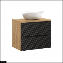 Meuble Sous Vasque De 70 Cm - Avec Plan - Avec Vasque À Poser - 2 Tiroirs - Sea Black - Bricoman