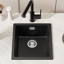 Auralum Max Evier Cuisine En Granit Noir 40 X 44 Cm, Evier 1 Bac En Quartz, Evier À Encastrer, Evier A Poser - Bricoman