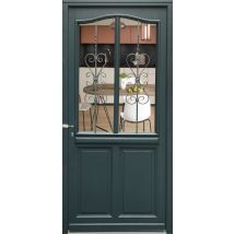 Porte D'Entree Bois Vitree, Sabrina , Gris Ral7016, H,215xl,90 P, Droit Cote Tableau - Bricoman