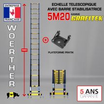 Echelle Télescopique 5m20 Woerther Grafitek Plus Plateforme Pratik - Garantie 5 Ans - Qualité Supérieure - Bricoman
