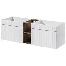 Double Meuble Sous Vasque Iconic Blanc 140 Cm Avec L'Etension Chêne Santa Fe - Bricoman