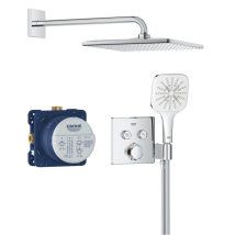 Precision Smartcontrol Set De Douche Encastrée Façade Thermostatique + Douche De Tête + Douchette 3 Jets, Chrome (g34876000) - Bricoman